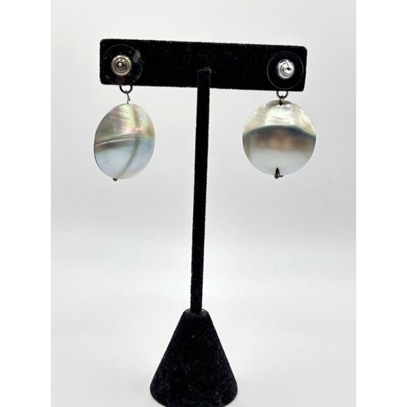 925 Sterling Silver & Mother Of Pearl Dangle Earrings - Picture 5 of 7